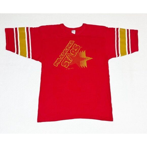 Vintage 1982 USFL Philadelphia Stars Shirt Red Large Jersey Style Single Stitch - Picture 2 of 11